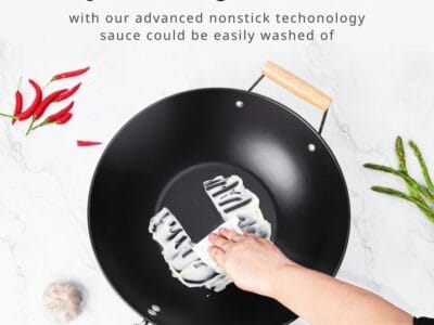 Mainstays Easy clean, hand wash recommended Carbon Steel, Non-Stick, NS Wok