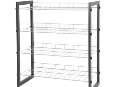 MAINSTAYS 4-Tier Shoe Rack with Wood Frame And Wire Shelf