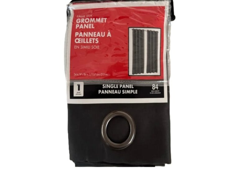 Faux Silk Panel Grommets Curtain 84″ Black