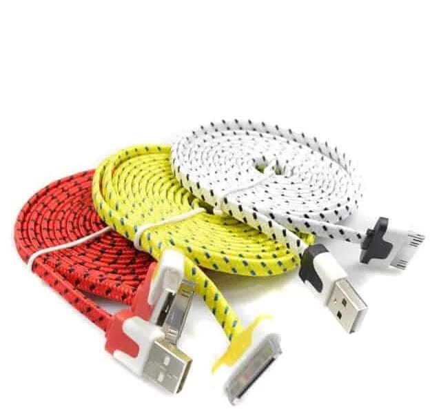 Woven Style 30 Pin to USB Data / Charging Cable 2m (Orange)