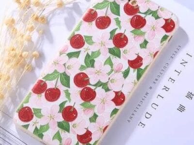 Protective Case For iPhone 8 Plus & 7 Plus Embossment Cherry Pattern Soft TPU