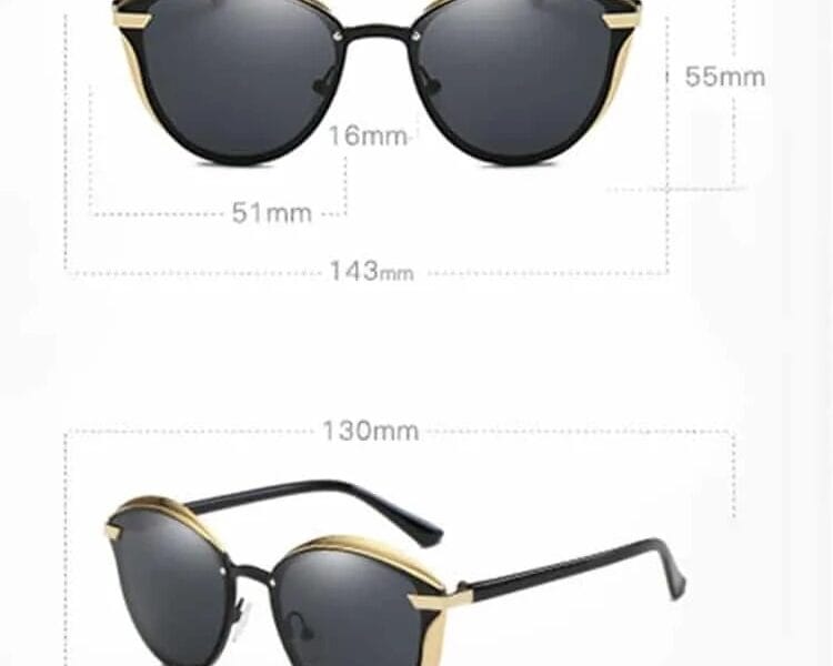 Women Fashion Retro Round Metal Frame UV400 Polarized Sunglasses (Brown)