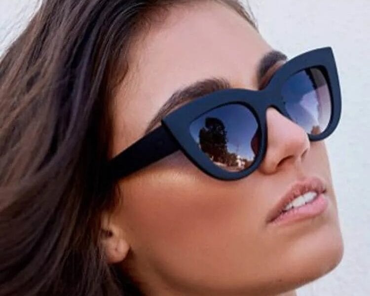 Cat Eye Mirrored Metal Frame Sunglasses for Women UV400 (White)