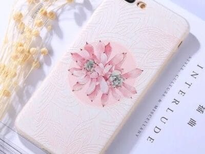 Protective Case for iPhone 8 Plus & 7 Plus Embossment Fleshy Flower Pattern Soft TPU