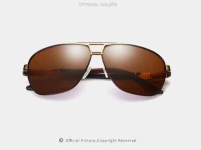 Men Fashion UV400 Aluminium-magnesium Alloy Frame Polarized Sunglasses (Gold & Tawny + Tawny)