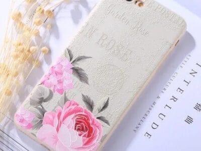 Protective Case for iPhone 8 Plus & 7 Plus Embossment Garden Rose Pattern Soft TPU
