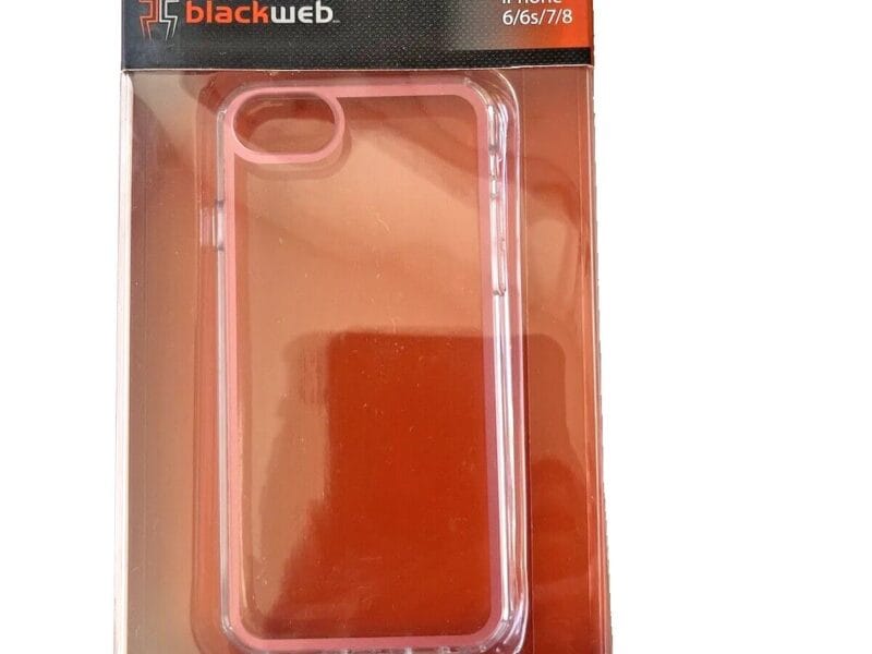 Blackweb Hard Phone Case for iPhone 6/6s/7/8/ SE Clear w/ Pink Trim