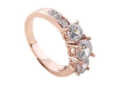 Fashion Micro-inlaid Zircon Engagement Ring Princess Queen Aristocratic Temperament Couple Ring (Rose Gold)