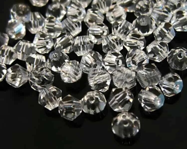 Acrylic Transparent Crystal-like Rhombus Loose Beads 1000pcs (White 6mm)