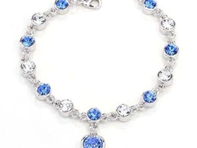 Fashion 12 Constellation Crystal Bracelets Gold-plated Anti-allergy Bracelet Jewelry (Baby Blue)