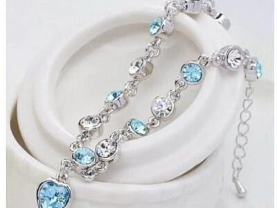Fashion 12 Constellation Crystal Bracelets Gold-plated Anti-allergy Bracelet Jewelry (Baby Blue)