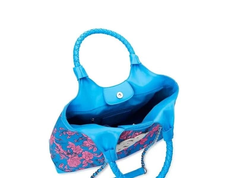 Sam & Libby Carina Women’s Medium Canvas Tote Handbag Pink and Blue