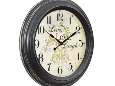 Hometrends Sterling & Noble Live Love Laugh Plastic Wall Clock