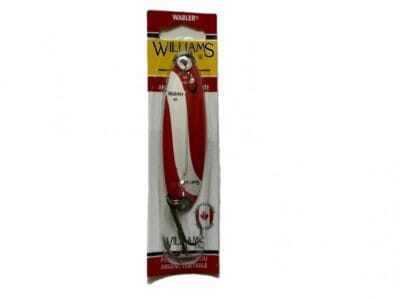 Williams Wabler Fishing Lure – Medium – Red and White/Silver Back