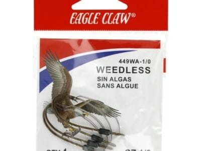 Eagle Claw 449WAH-1/0 Weedless Baitholder 2-Slice Non-Offset Hook, Bronze 1/0