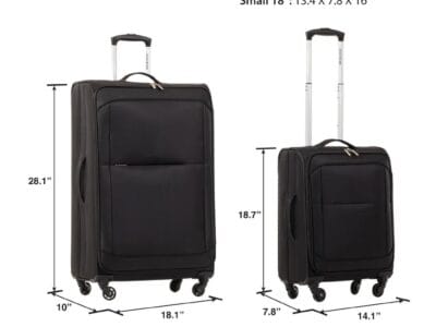 Jetstream Softside Rolling Spinner Upright Set Checked and Carry-on Luggage Duo, Black