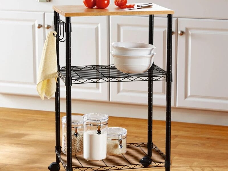 Mainstays Black Metal Multi-Purpose Rolling Kitchen Cart
