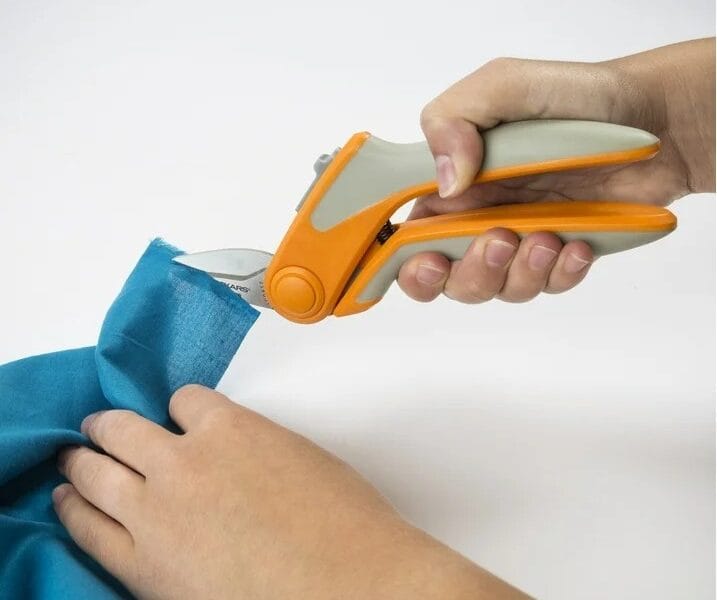Fiskars RazorEdge Easy Action Fabric Shears for Tabletop Cutting, Orange and Gray, 8 inch, 190850