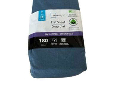 Mainstays Twin Flat Sheet Drap Flat Blue 66″ x 96″