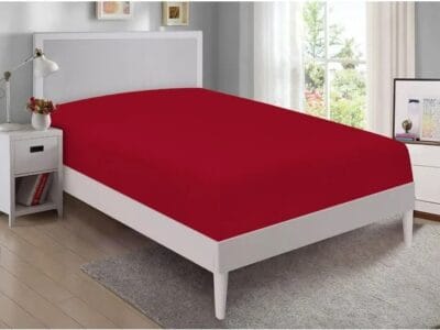 Mainstays Double Fitted Sheet Soft Cotton 54″ x 75″, Red