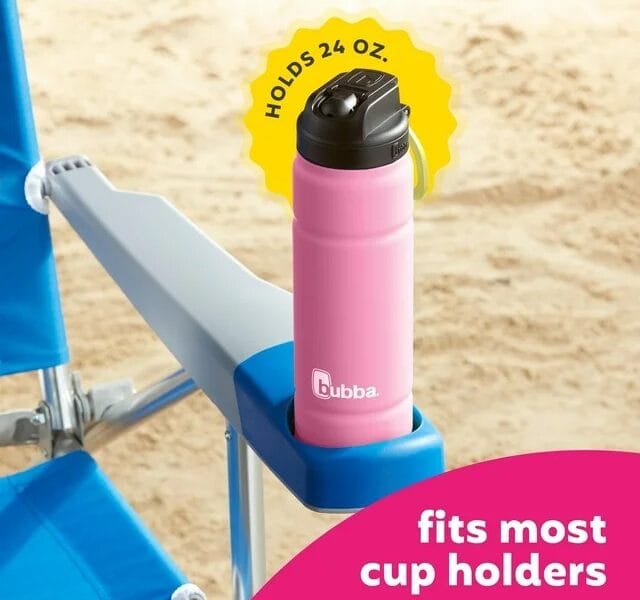 bubba Trailblazer Stainless Steel Water Bottle, Straw Lid Rubberized Pink, 24 fl oz.