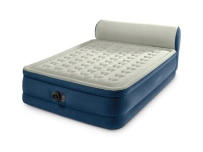 Intex Queen Headboard Dura-Beam Deluxe Raised Air Bed Mattress with Built-in Pump – 18″ Mattress Height