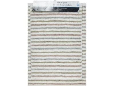 Mainstays Coral Multi-Color Stripe Tufted 2 Piece Bath Rug Set