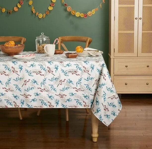 Holiday Time Fabric Tablecloth