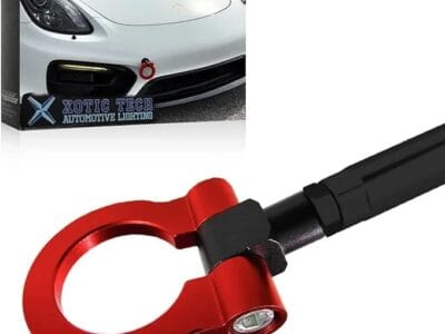 Sport Track Racing Style CNC Aluminum Screw-on Tow Hook Front Bumper Compatible with Porsche Panamera, Carrera 911 991 (Red)
