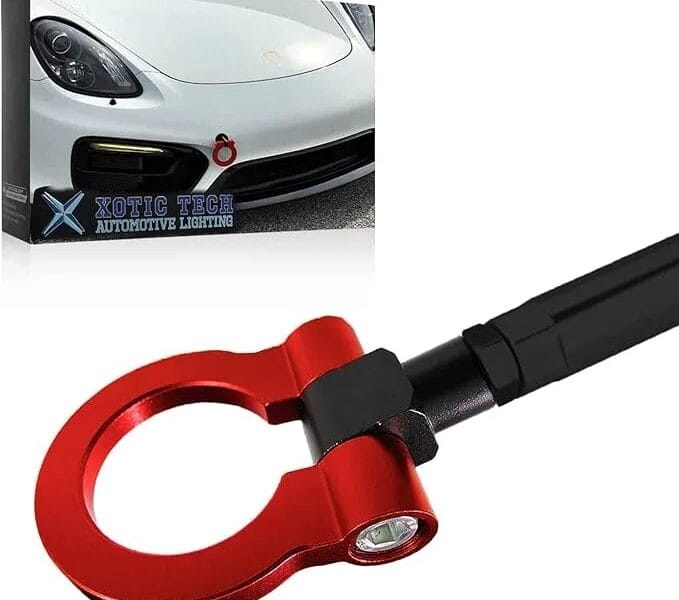 Sport Track Racing Style CNC Aluminum Screw-on Tow Hook Front Bumper Compatible with Porsche Panamera, Carrera 911 991 (Red)