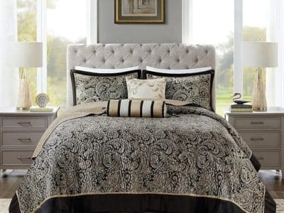 Aubrey Black Paisley 4 pc Bedspread King Set by Madison Park