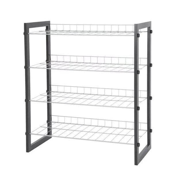 MAINSTAYS 4-Tier Shoe Rack with Wood Frame And Wire Shelf