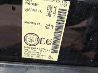Nissan Altima 2020 with 4 cylinders