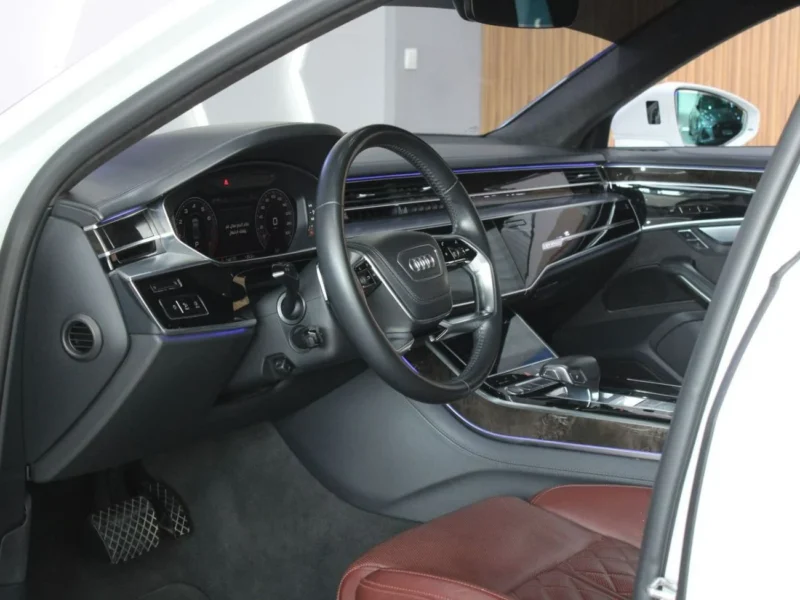 2019 Audi A8 L 60 TFSI quattro 4.0-liter twin-turbocharged V8 Engine White Brown Sedan