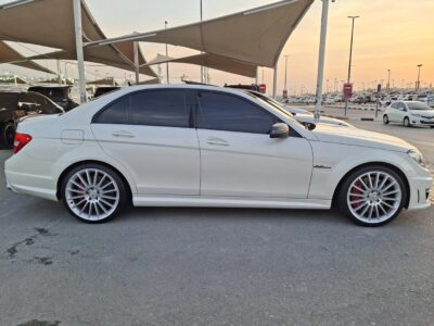 2012 Mercedes-Benz C63 AMG 6.2-liter V8 Petrol Engine White Red Sedan RWD