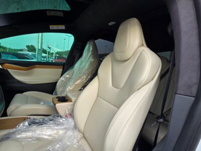 2020 Tesla Model X Luxury SUV with Falcon Wing Doors Electric Vehicle White Beige