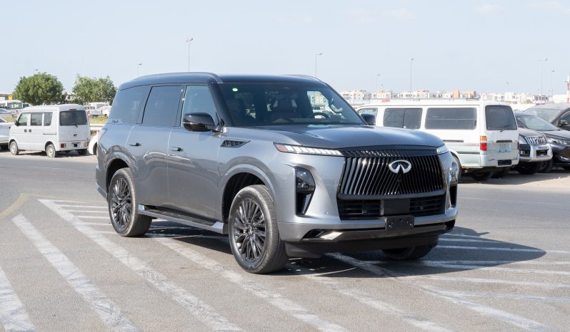 2025 Infiniti QX80 Autograph 3.5-liter V6 Twin-Turbocharged Engine Silver Red SUV