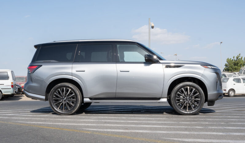 2025 Infiniti QX80 Autograph 3.5-liter V6 Twin-Turbocharged Engine Silver Red SUV