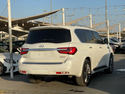 2019 Infiniti QX80 5.6 Liters naturally aspirated V8 Petrol Engine White Black SUV Automatic.
