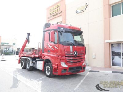 2016 Mercedes Actros 2548 6x2 Skip Loader 6 Cylinder Diesel Engine Automatic Red