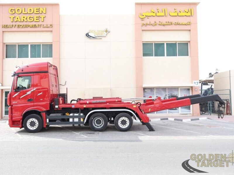 2016 Mercedes Actros 2548 6x2 Skip Loader 6 Cylinder Diesel Engine Automatic Red
