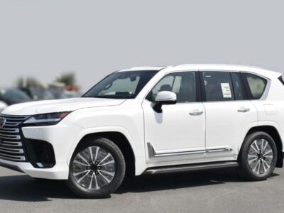 2025 Lexus LX 700h 3.5-liter twin-turbocharged V6 Hybrid Engine White Red SUV