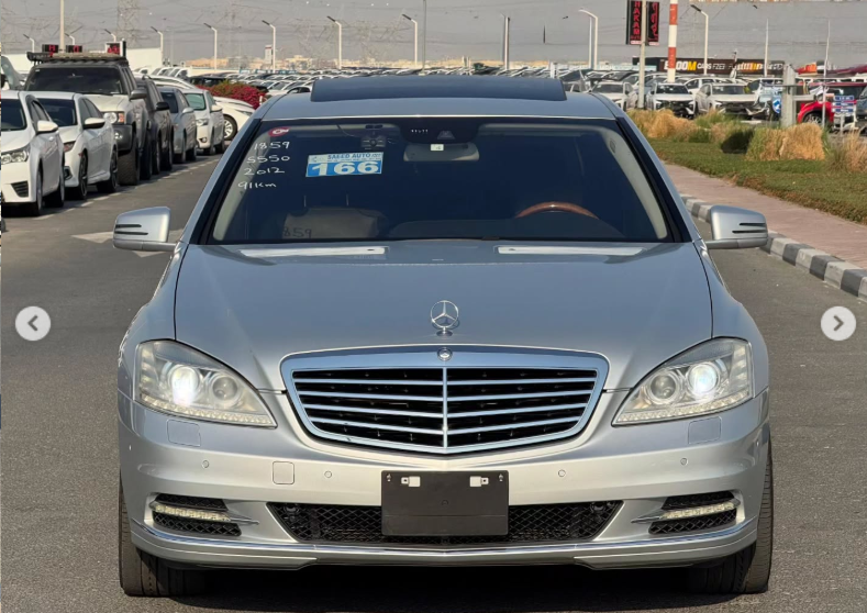 2012 Mercedes-Benz S 550 AMG 4.6-liter twin-turbo V8 Petrol Engine Silver Black Luxury Sedan