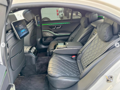 2022 Mercedes-Benz S 500L 3.0-liter turbocharged inline-six Engine White Black Luxury Sedan