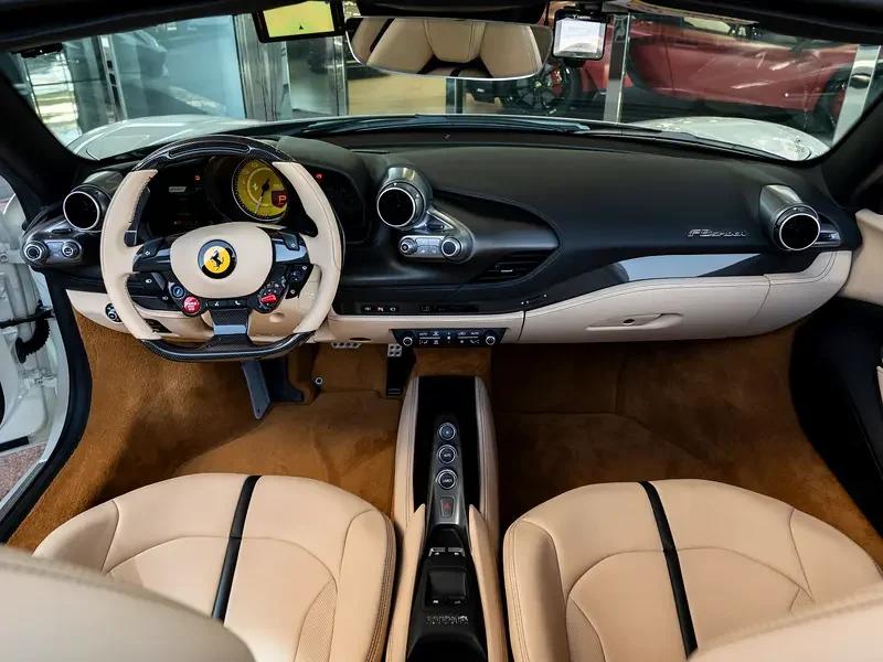 2021 Ferrari F8 Spider 3.9-liter twin-turbocharged V8 Petrol Engine White Beige Sports Car