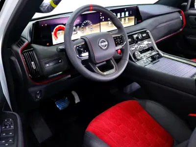2026 Nissan Armada NISMO 3.5-liter twin-turbocharged V6 Engine White Red SUV