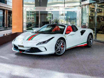 2023 Ferrari F8 Spider 3.9 Liters 8 Cylinders Petrol Engine White Red Sports Car