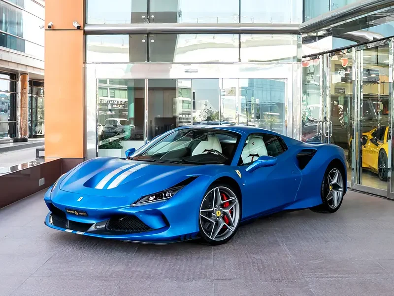 2023 Ferrari F8 Spider 3.9 Liters 8 Cylinders Petrol Engine Blue White Sports Car