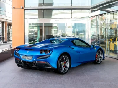2023 Ferrari F8 Spider 3.9 Liters 8 Cylinders Petrol Engine Blue White Sports Car