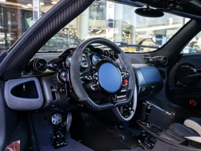 2018 Pagani Huayra BC 19 6.0 Liters V12 Petrol Engine White Blue Sports Car